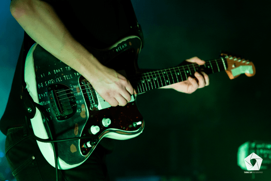 Guitars such as this one belonging to Micky Coles of Little Comets were a source of visual inspiration (© Thomas Day http://tdpgigs.com)