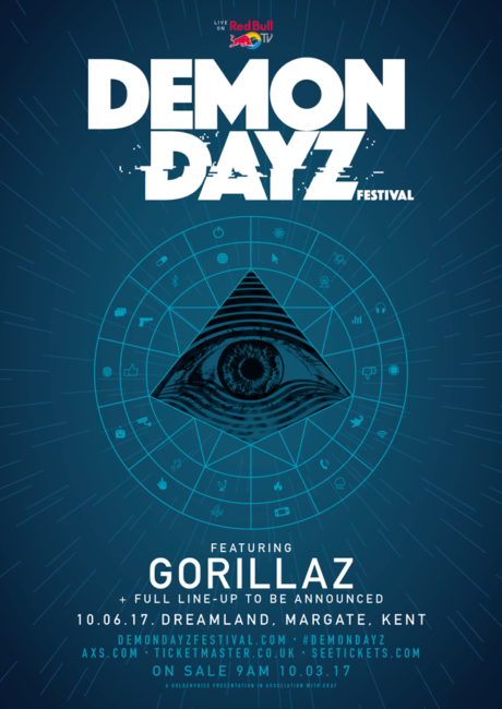 Gorillaz Announce the Launch of Demon Dayz – A One-Day Festival Extravaganza Curated by Damon Albarn and Jamie Hewlett 85 Demon-Dayz-poster-FINAL