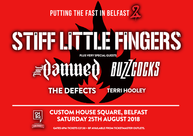 Legendary NI Punks STIFF LITTLE FINGERS are back! at Custom House Square in Belfast in August