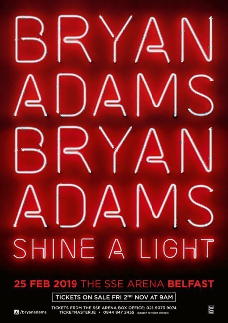 BRYAN ADAMS to play THE SSE ARENA, Belfast, Monday 25th February