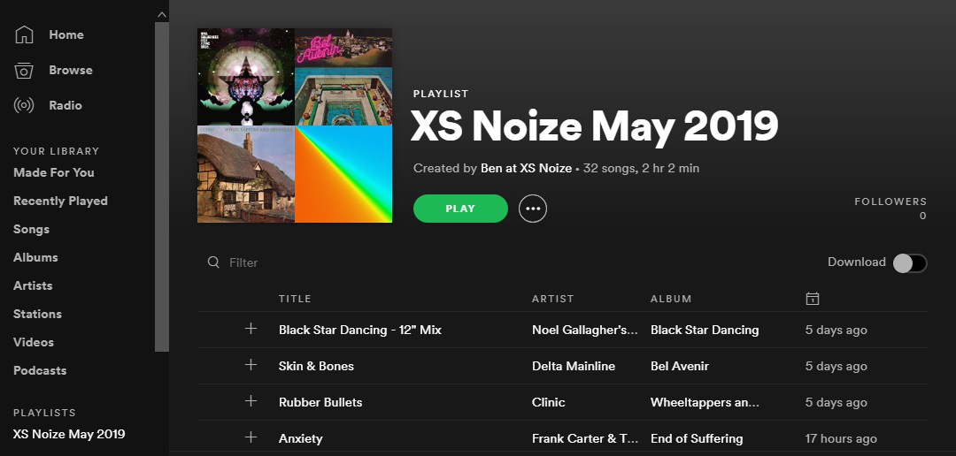 PLAYLIST: XS Noize May 2019 
