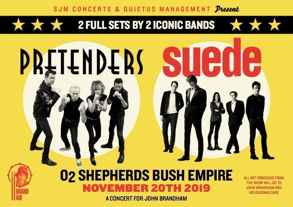 THE PRETENDERS & SUEDE Will Co-Headline a Very Special Benefit Show at London’s O2 Shepherds Bush Empire on November 20th 