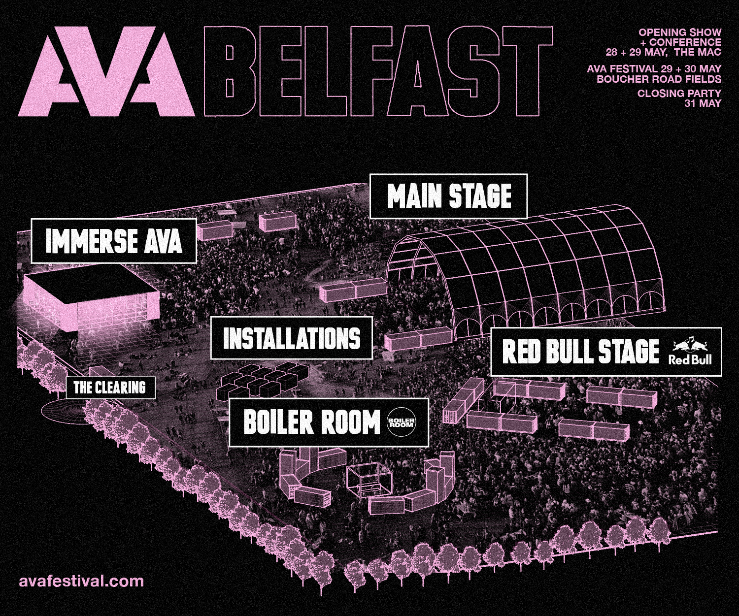 AVA FESTIVAL Releases Exciting First look at New Multi-Stage Festival at Belfast's Boucher Playing Fields. 