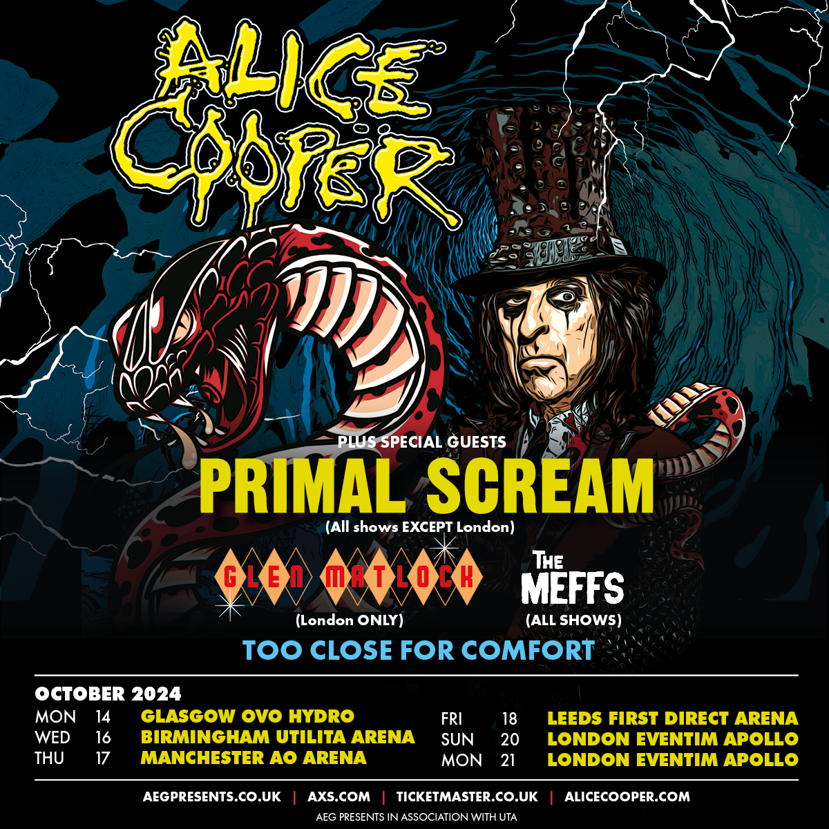 ALICE COOPER announces ‘Too Close For Comfort’ UK Tour 87 Alice Cooper