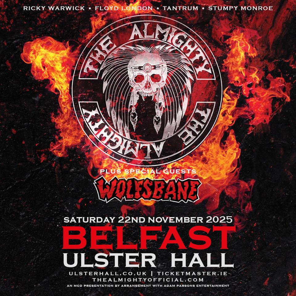 THE ALMIGHTY announce a headline show at Belfast’s Ulster Hall with special guests WOLFSBANE 81 THE ALMIGHTY