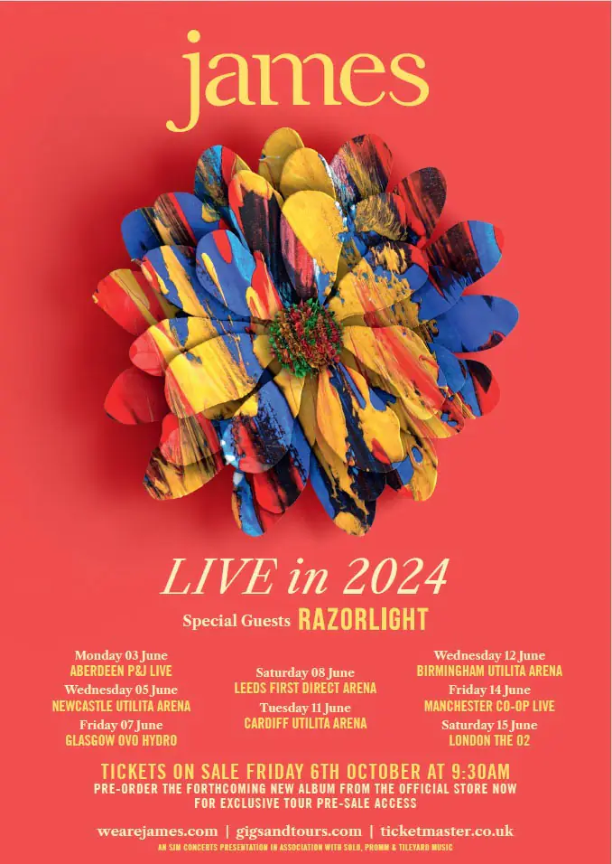 JAMES announce UK arena tour dates with special guests RAZORLIGHT 83 James
