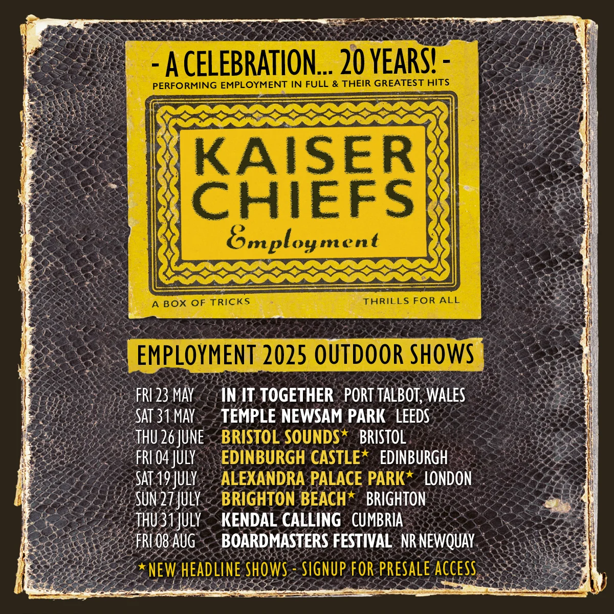 Kaiser Chiefs announce 2025 UK outdoor shows to celebrate 20 years of 'Employment' 82 Kaiser Chiefs